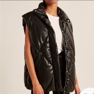 A&F Oversized Vegan Leather Vest Size M